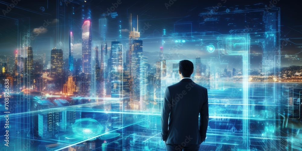 Poster new normal futuristic technology in smart automation industrial concept using artificial intelligenc