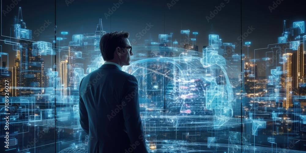 Poster new normal futuristic technology in smart automation industrial concept using artificial intelligenc