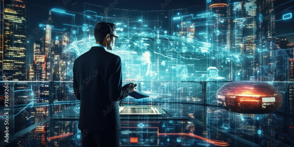 Poster new normal futuristic technology in smart automation industrial concept using artificial intelligenc