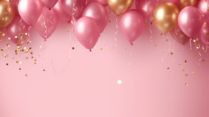Children's birthday background with many balloons in pastel tones