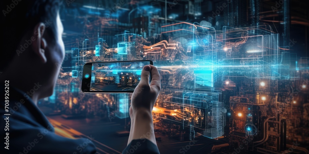 Poster new normal futuristic technology in smart automation industrial concept using artificial intelligenc