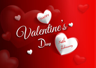 14th February Romantic red cupid happy valentines day card illustration with valentine elements like gift and hearts