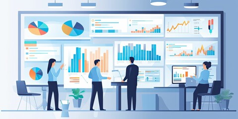 Sales performance concept. Sales manager planning from data analytics, managing, and driving performance to optimize team's capabilities and sales opportunity. Improve sales efficiency, agile CRM
