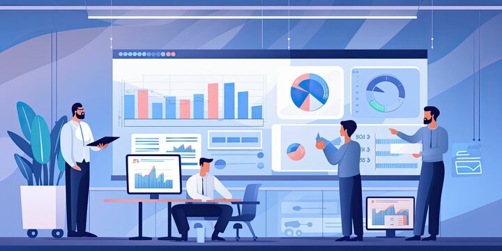 Sales performance concept. Sales manager planning from data analytics, managing, and driving performance to optimize team's capabilities and sales opportunity. Improve sales efficiency, agile CRM