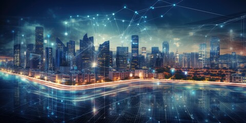 Smart city concept. Using data analytics and utilizing digital infrastructure to create efficient and sustainable solutions for transportation, energy, waste management, communication