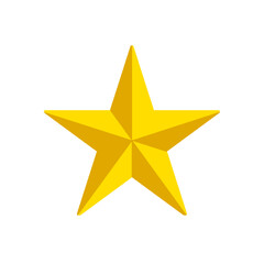 3d golden star isolated on white and transparent background. 3d yellow star vector illustration