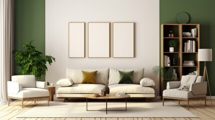 Eclectic Living: Illustration of a Vibrant Living Room with Diverse Furniture Sizes