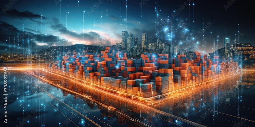 Poster transportation and logistics network distribution technology concept. using ai in logistics and supp