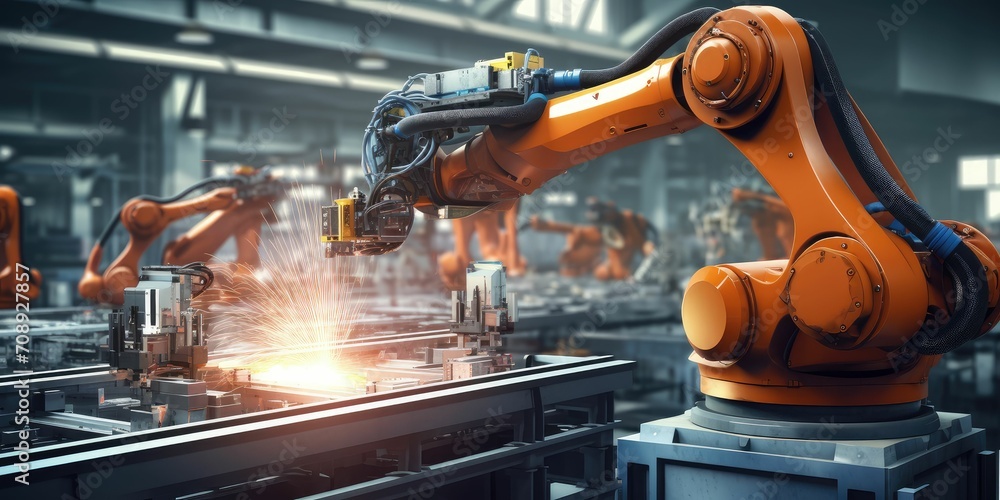 Aufkleber using automation process to increase productivity. industrial management in efficiency and efficient