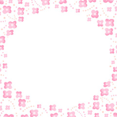 手描きの花柄　フレーム・背景素材／白背景（正方形）