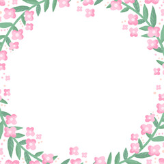 手描きの草花　フレーム・背景素材／白背景（正方形）