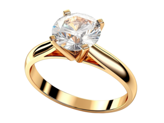 Beautiful gold engagement ring with a diamond, cut out
