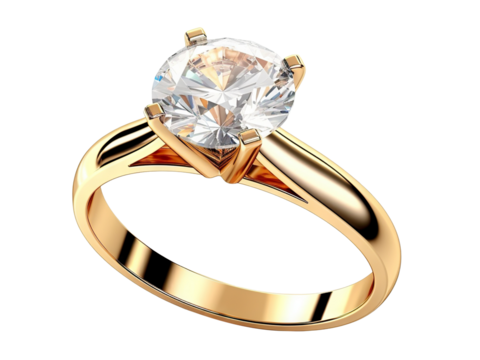 Beautiful gold engagement ring with a diamond, cut out