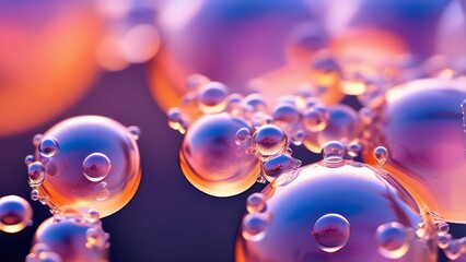 beautiful water bubbles, morning dew with vibrant colors abstract background - obrazy, fototapety, plakaty