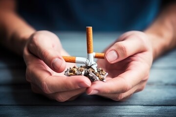 Man stop smoke, say no cigarette. Quit smoking. Drugs, Lung Cancer, emphysema, narcotic, nicotine