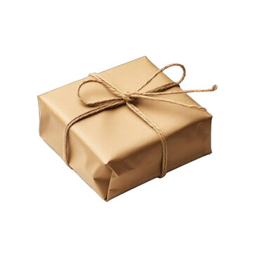 A Wrapped Parcel With String.. Isolated on a Transparent Background. Cutout PNG.
