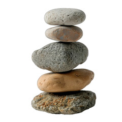 Adaptability Concept stones in a pile. Isolated on a Transparent Background. Cutout PNG.
