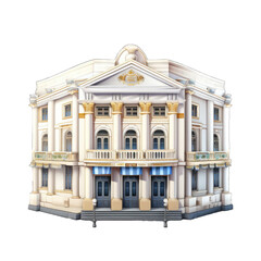 Fototapeta premium An Elegant Theater Building. Isolated on a Transparent Background. Cutout PNG.