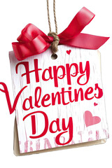 Card With the Text Happy Valentines Day. Isolated on a Transparent Background. Cutout PNG.