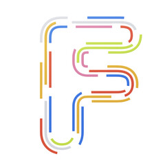 F  Letter 3D Shape Stripes Text. 3d illustration, 3d element, 3d rendering. 3d visualization isolated on a transparent background