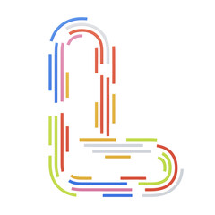 L  Letter 3D Shape Stripes Text. 3d illustration, 3d element, 3d rendering. 3d visualization isolated on a transparent background