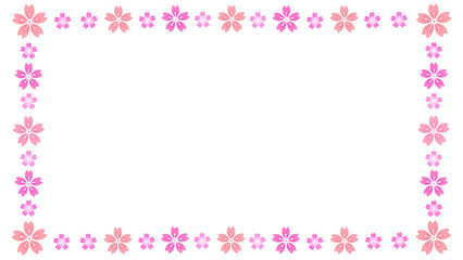 桜のフレーム　素材　和風　見出し　飾り枠　飾り罫　おしゃれ　シンプル　入学　卒業　ひな祭り　ひなまつり　年賀　正月　白バック　透過　16:9