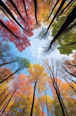 Obraz premium Enchanting Colorful Forest: A Vibrant Tapestry of Trees in Nature's Palette