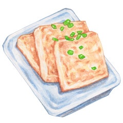 turnip cake, watercolor asian food design