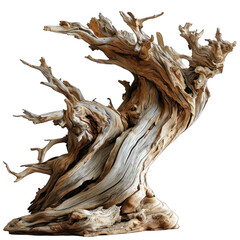 Driftwood on White Background Isolated on Transparent or White Background, PNG