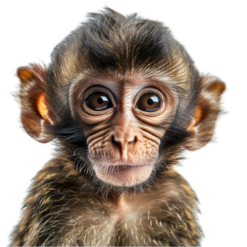 Baby Monkey Image Isolated on Transparent or White Background, PNG