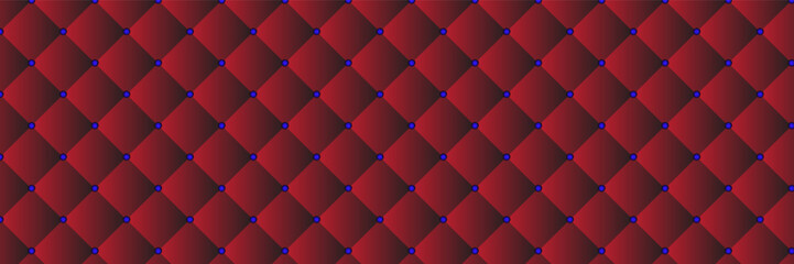 Horizontal luxury red leather texture with buttons for background and design. Abstract background vector illustration.