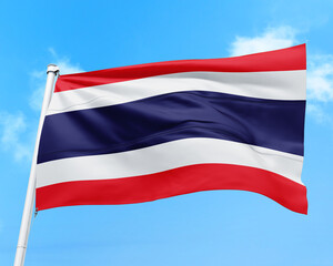 Thailand flag fluttering in the wind on sky.