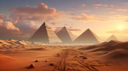 Egyptian Pyramids in the Desert sand dunes