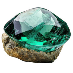 Emerald on White Isolated on Transparent or White Background, PNG