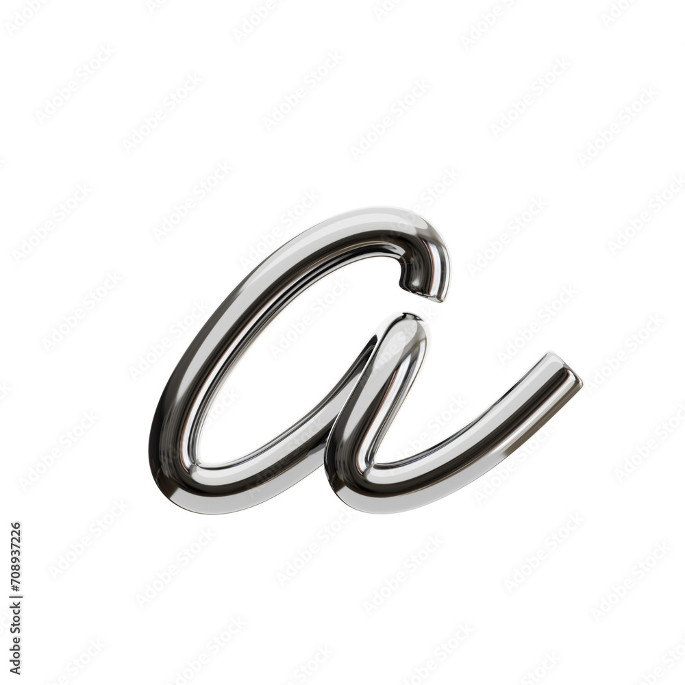 Poster a letter 3d shape chrome text. 3d illustration, 3d element, 3d rendering. 3d visualization isolated 