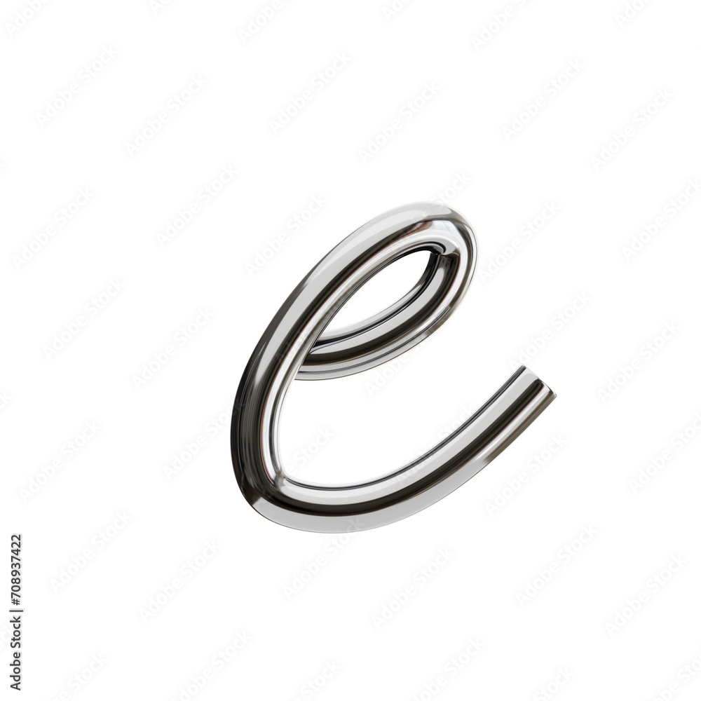 Poster e letter 3d shape chrome text. 3d illustration, 3d element, 3d rendering. 3d visualization isolated 