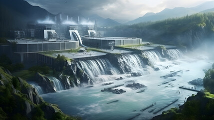 Hydroelectric power plants using water flow to generate energy