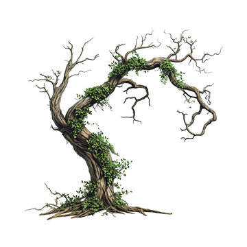 creepy gnarled trees isolated