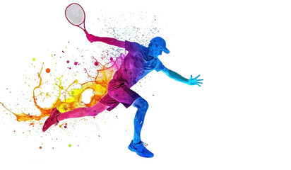 play tennis racket and splash isolated. - obrazy, fototapety, plakaty