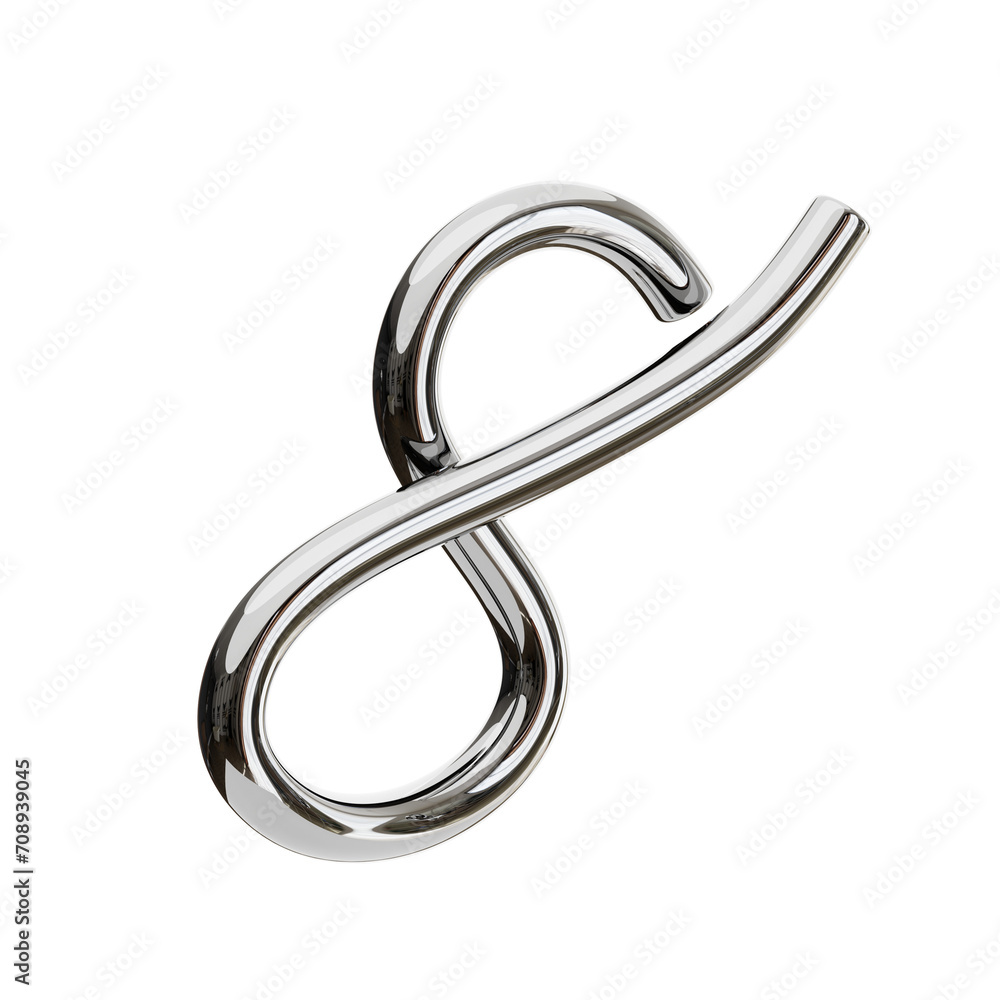 Poster 3D Number 8 Shape Chrome Text. 3d illustration, 3d element, 3d rendering. 3d visualization isolated on a transparent background