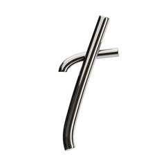 Fototapeta premium T Letter 3D Shape Chrome Text. 3d illustration, 3d element, 3d rendering. 3d visualization isolated on a transparent background