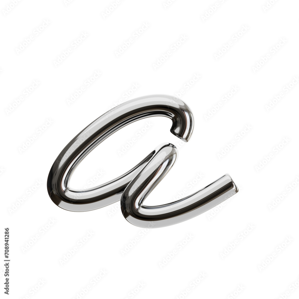 Poster a letter 3d shape chrome text. 3d illustration, 3d element, 3d rendering. 3d visualization isolated 