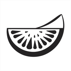 black silhouette of a Watermelon with thick outline side view isolated