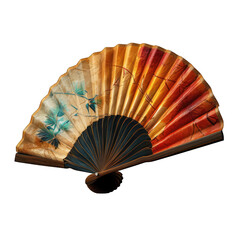 Folding Fan Isolated on Transparent or White Background, PNG