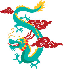Illustration Design of Traditional Dragon Dance Welcoming the New Lunar Cycle
