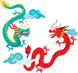 Illustration Design of Lunar New Year Extravaganza with Enchanting Dragons