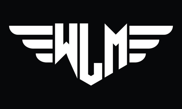 WLM three letter logo, creative wings shape logo design vector template. letter mark, word mark, monogram symbol on black & white.	
