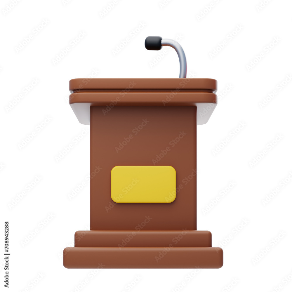 Poster 3d podium mic amplifying voices with visual clarity and impact. 3d illustration, 3d element, 3d rend