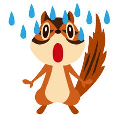 手描きのかわいいシマリスキャラクター20　(あせる、唖然ポーズ)