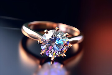 Beautiful diamond ring on a light background.